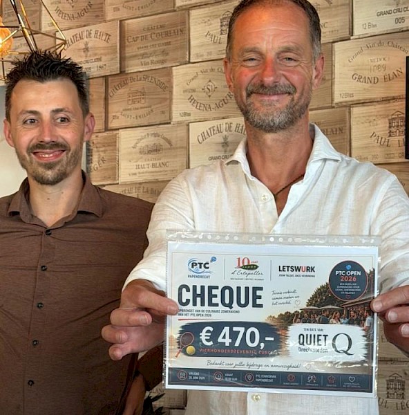 Gezellig avond tennisvereniging PTC levert 470 euro op voor Quiet Drechtsteden
