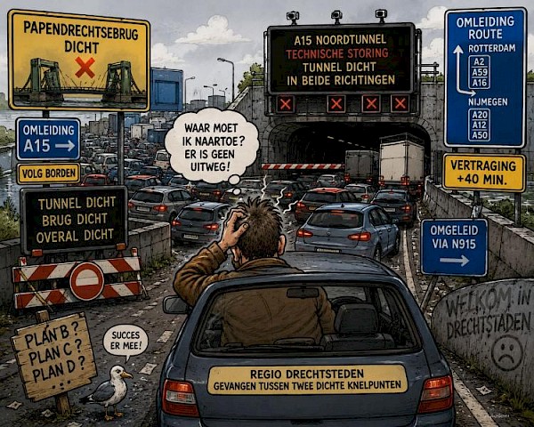 Eerste tekening via AI gaat rond over (on) bereikbaarheid van de Drechtsteden