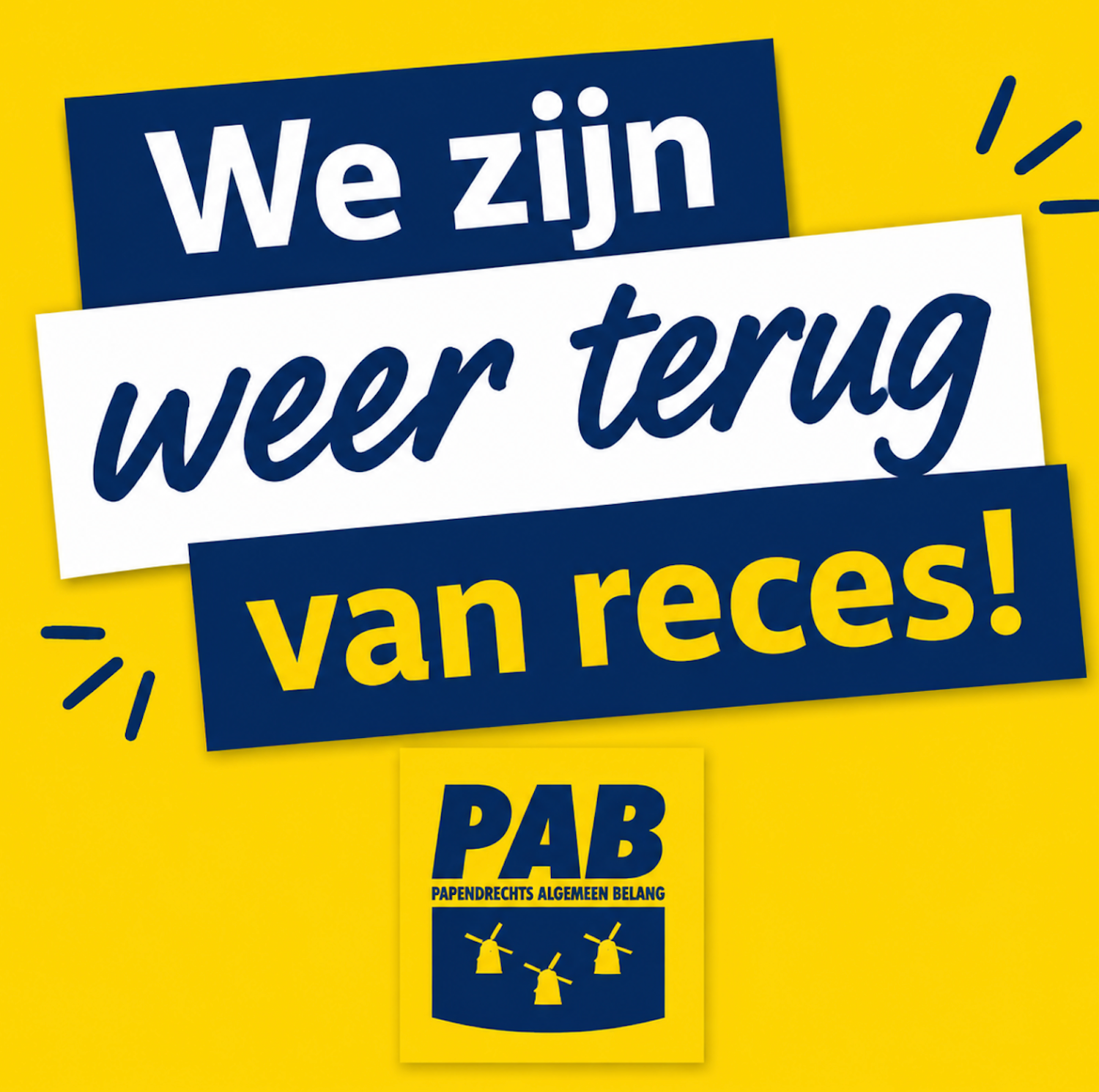 We zijn weer terug van reces!
